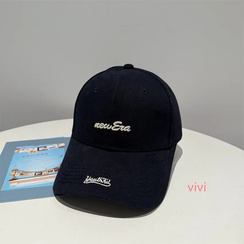 Men Navy Blue Duckbill Cap with "New Era" & "Vivi" Logo - Image 8