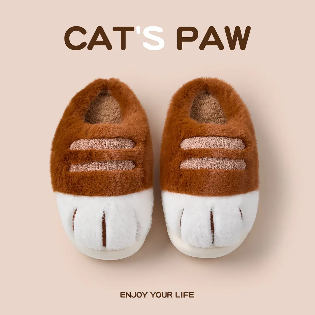 Foreign Trade Autumn and Winter Cartoon Cat Claw Furry Slippers Home Indoor Warm Thickened Cotton Slippers