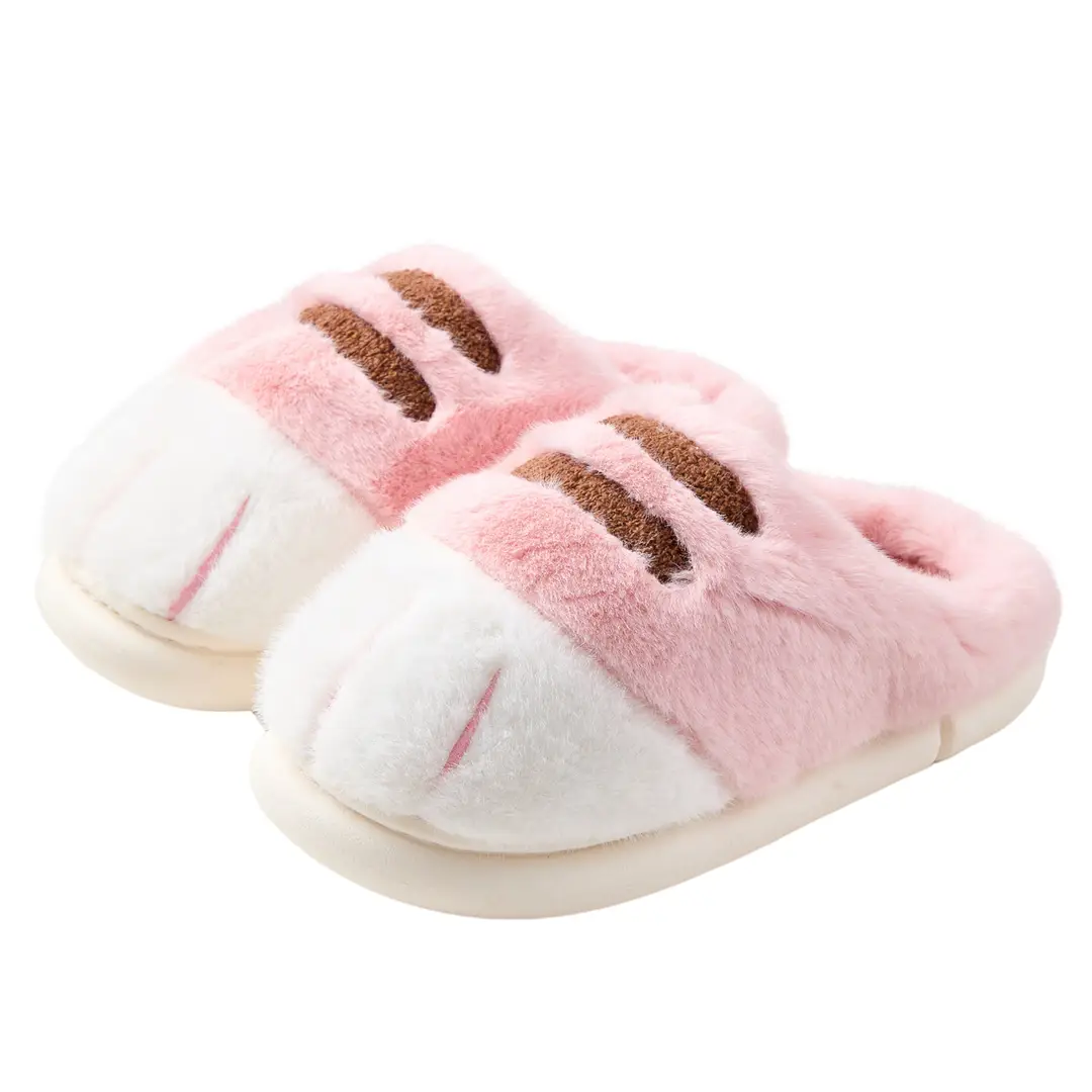 Foreign Trade Autumn and Winter Cartoon Cat Claw Furry Slippers Home Indoor Warm Thickened Cotton Slippers