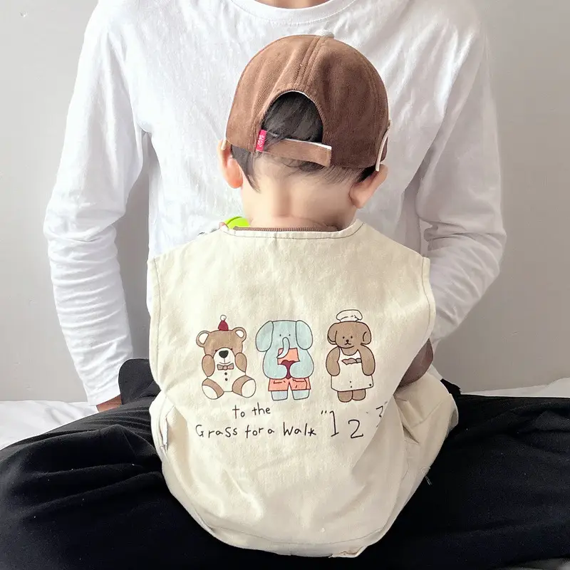 Baby Cartoon Printed Sleeveless T-Shirt Beige