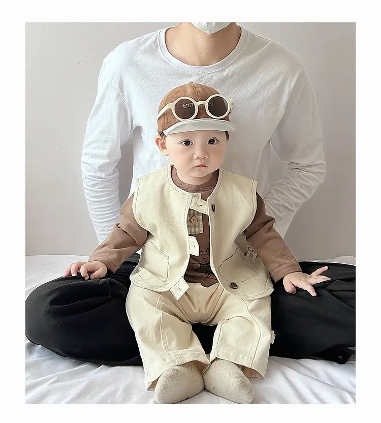 Baby Cartoon Printed Sleeveless T-Shirt Beige — feature 12