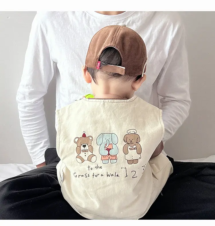 Baby Cartoon Printed Sleeveless T-Shirt Beige — feature 13