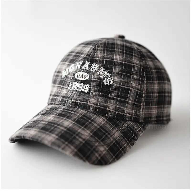 Men Plaid Letter Embroidered Baseball Cap - Image 5