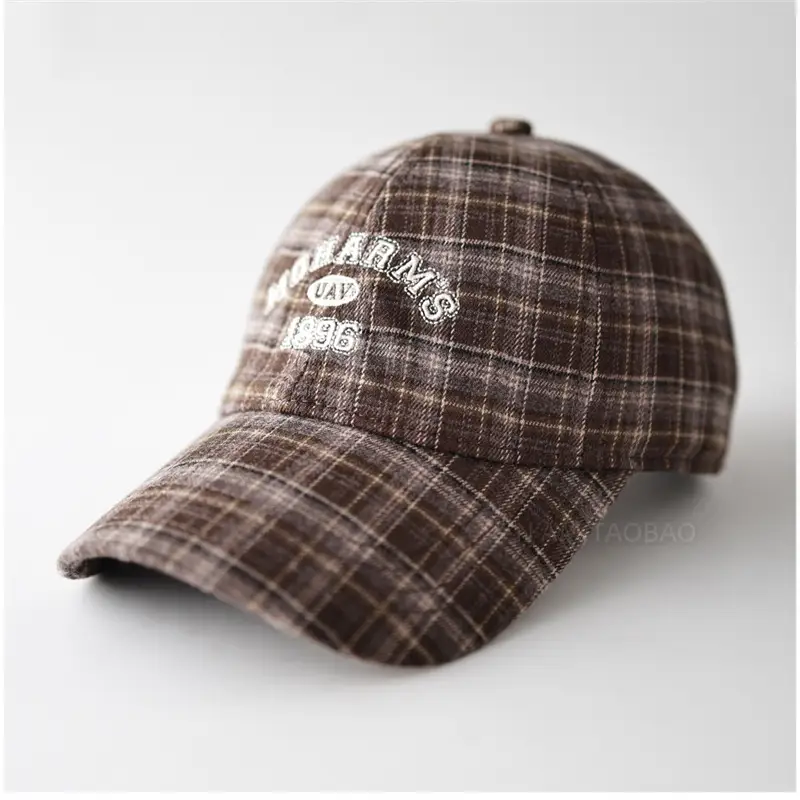 Men Plaid Letter Embroidered Baseball Cap - Image 6