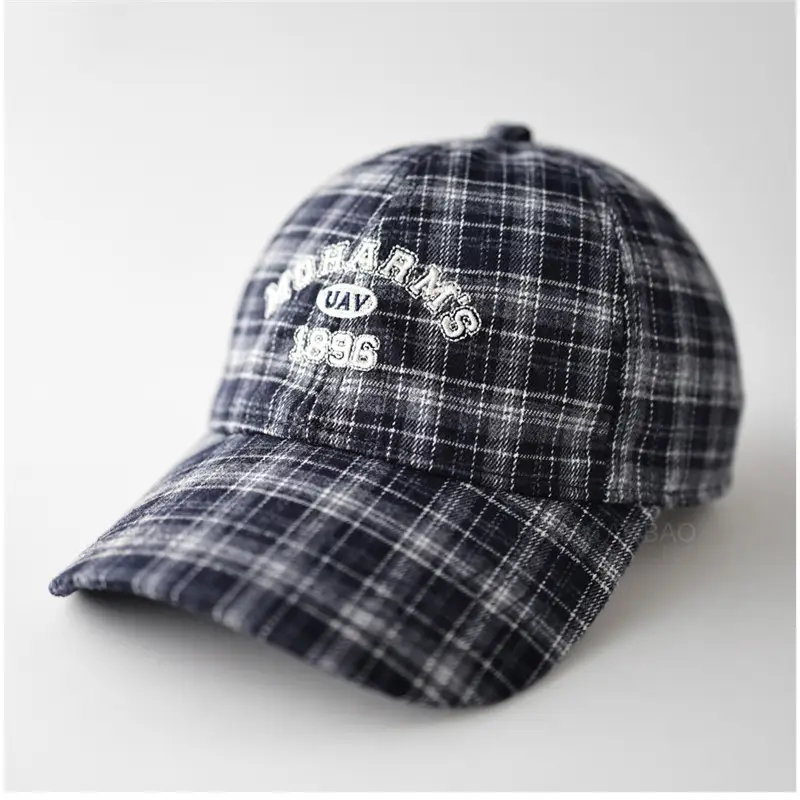Men Plaid Letter Embroidered Baseball Cap - Image 7