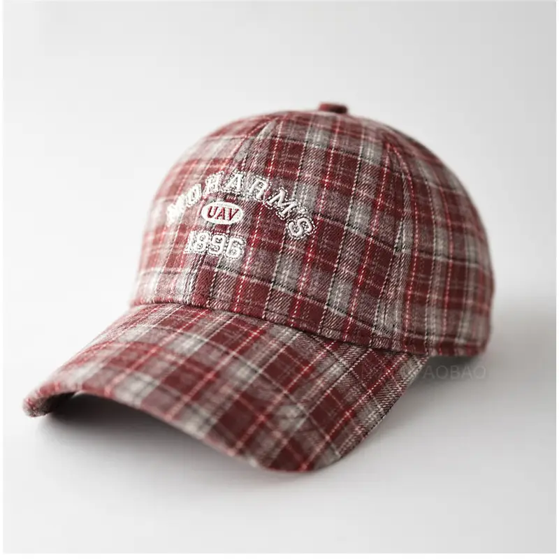 Men Plaid Letter Embroidered Baseball Cap - Image 8