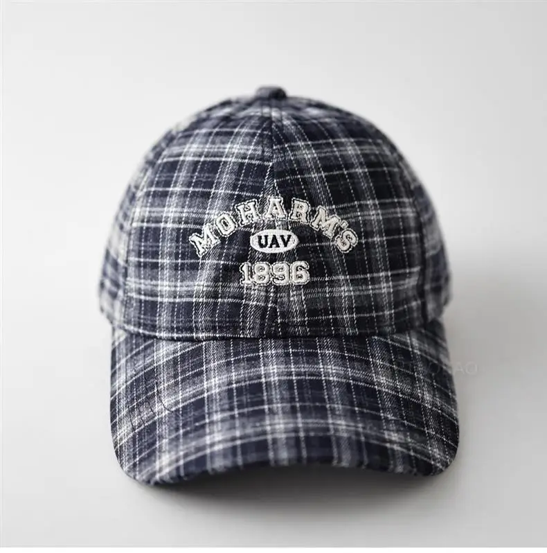 Men Plaid Letter Embroidered Baseball Cap — feature 9