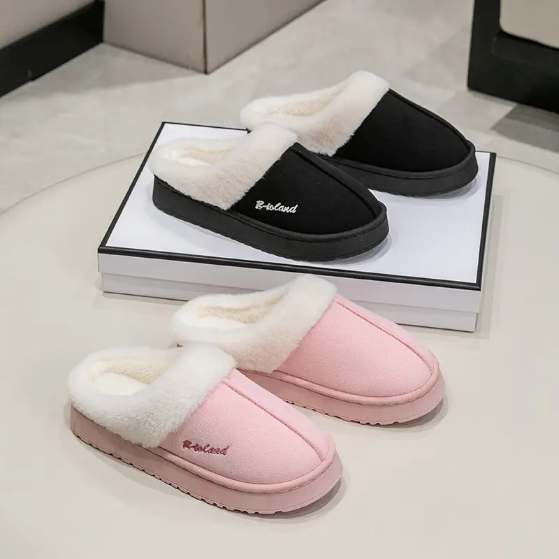 Cotton Slippers for Women in Autumn and Winter Indoor Home Non-Slip Fleece-Lined Warm Thick-Soled Couple Style Outer Wear Plush Cotton Slippers - Image 8
