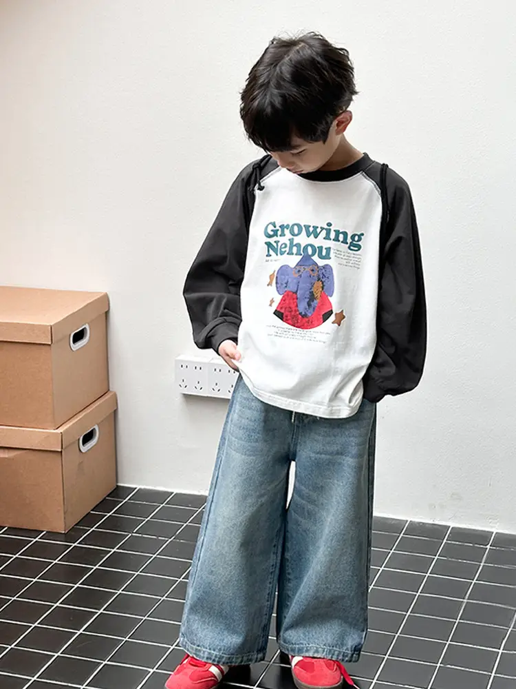Boys Long Sleeve Cotton T-Shirt Spring 2026