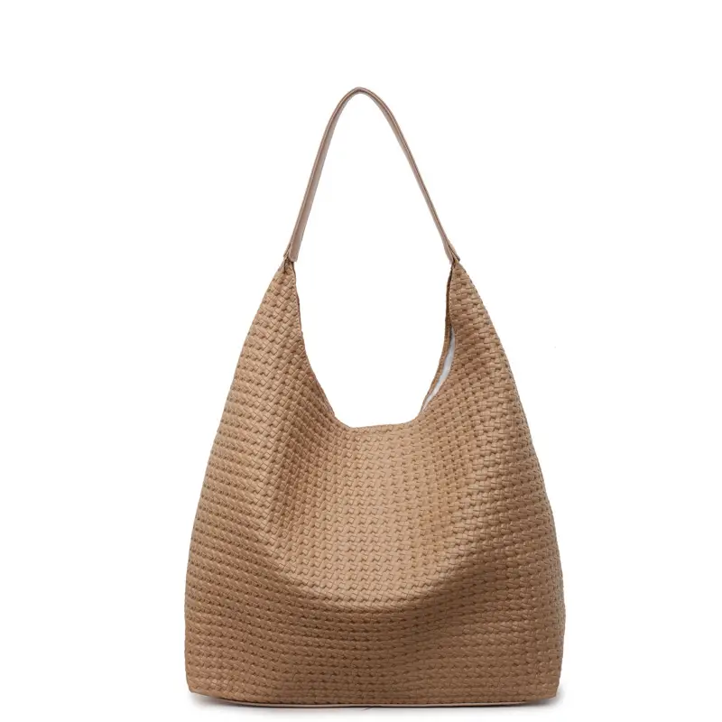 2025 Summer Large Capacity Women's Tote Bag Brown Leather - Image 4