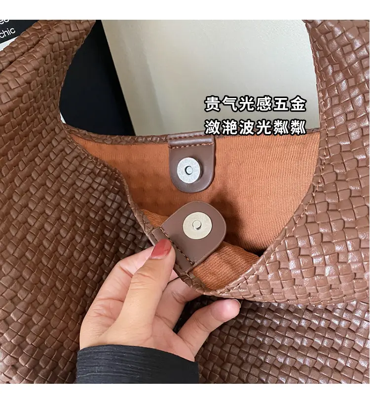 2025 Summer Large Capacity Women's Tote Bag Brown Leather — feature 3