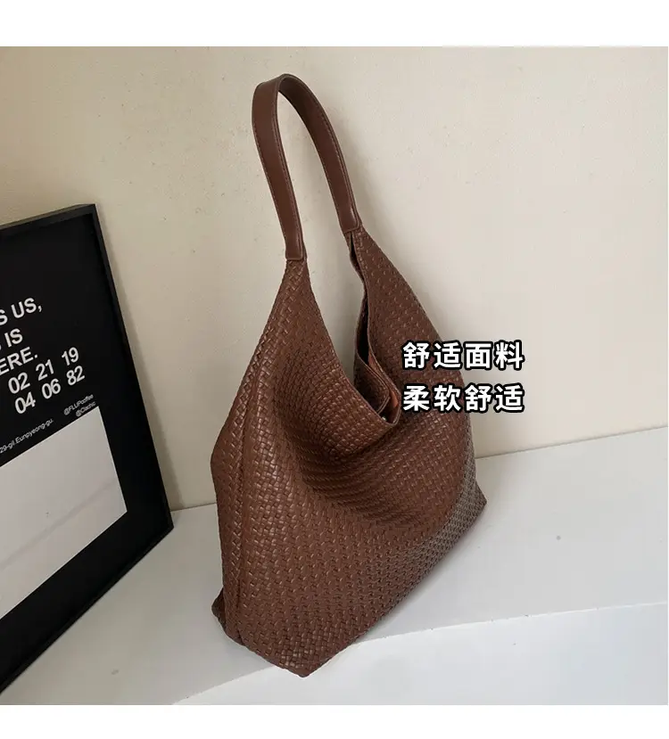 2025 Summer Large Capacity Women's Tote Bag Brown Leather — feature 5