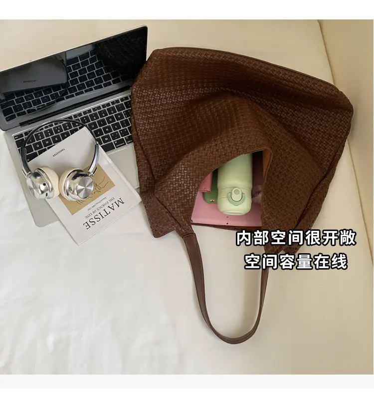 2025 Summer Large Capacity Women's Tote Bag Brown Leather — feature 6