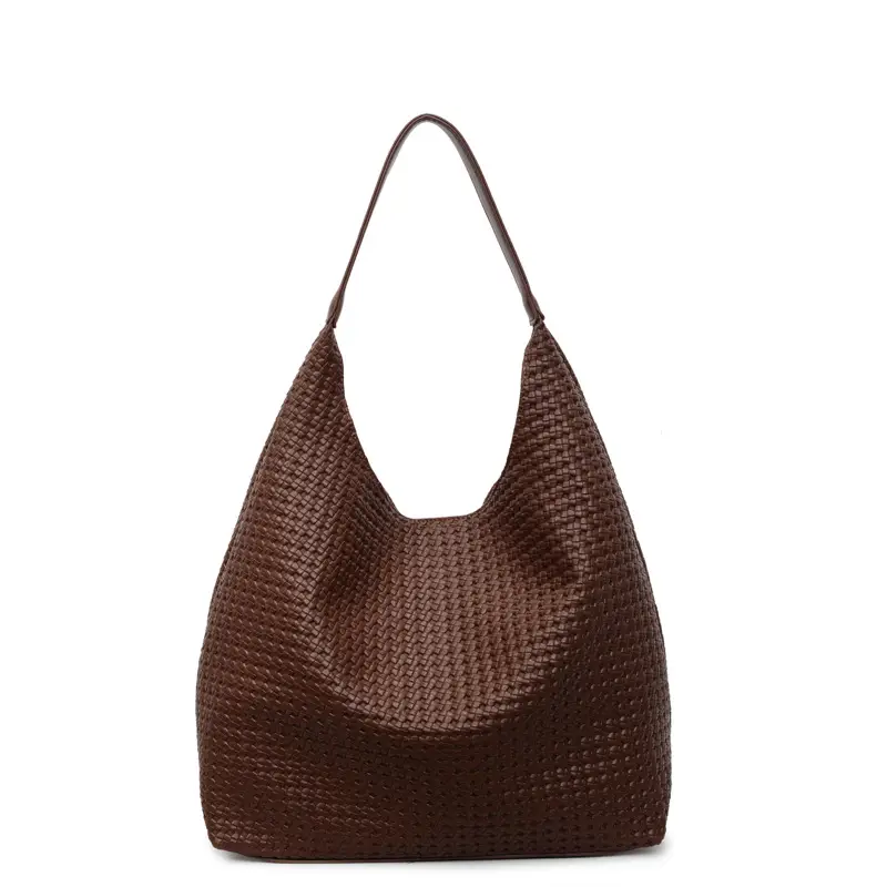 2025 Summer Large Capacity Women's Tote Bag Brown Leather - Image 2