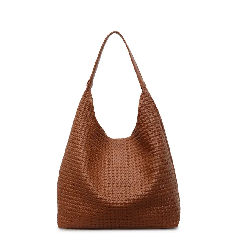 2025 Summer Large Capacity Women's Tote Bag Brown Leather - Image 3