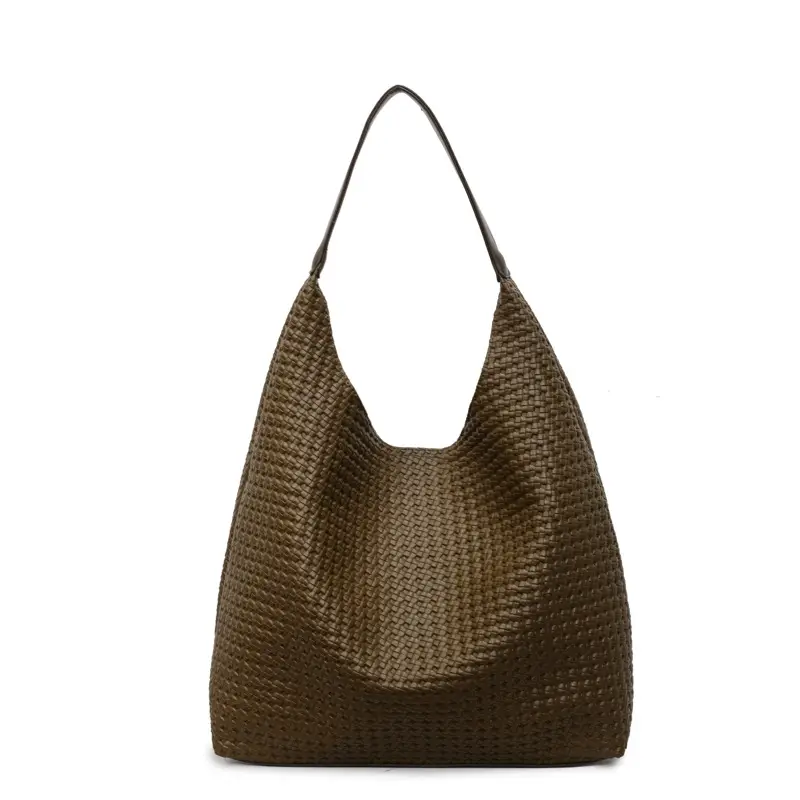 2025 Summer Large Capacity Women's Tote Bag Brown Leather - Image 5