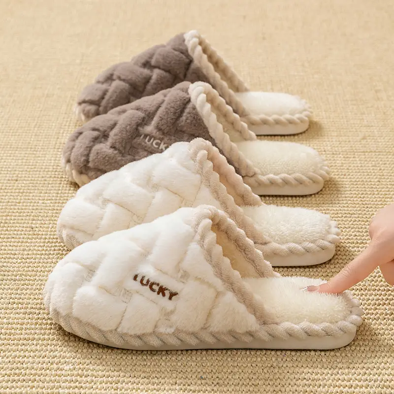 Cotton Slippers for Women in Winter, Spring & Fall, Indoor, Warm, Non-Slip, Home, Cixi, Winter Couple, Plush, Men - Image 4