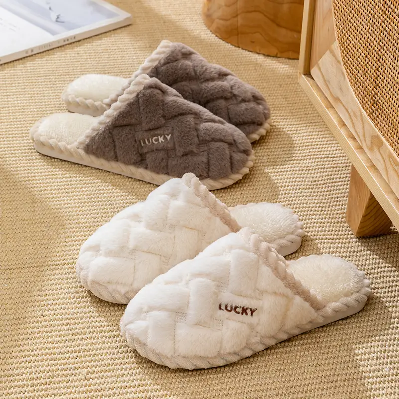 Cotton Slippers for Women in Winter, Spring & Fall, Indoor, Warm, Non-Slip, Home, Cixi, Winter Couple, Plush, Men - Image 5