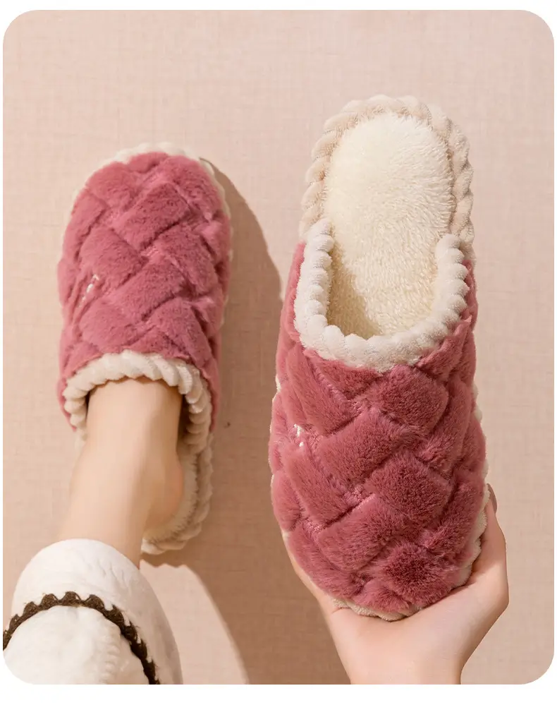 Cotton Slippers for Women in Winter, Spring & Fall, Indoor, Warm, Non-Slip, Home, Cixi, Winter Couple, Plush, Men — feature 6