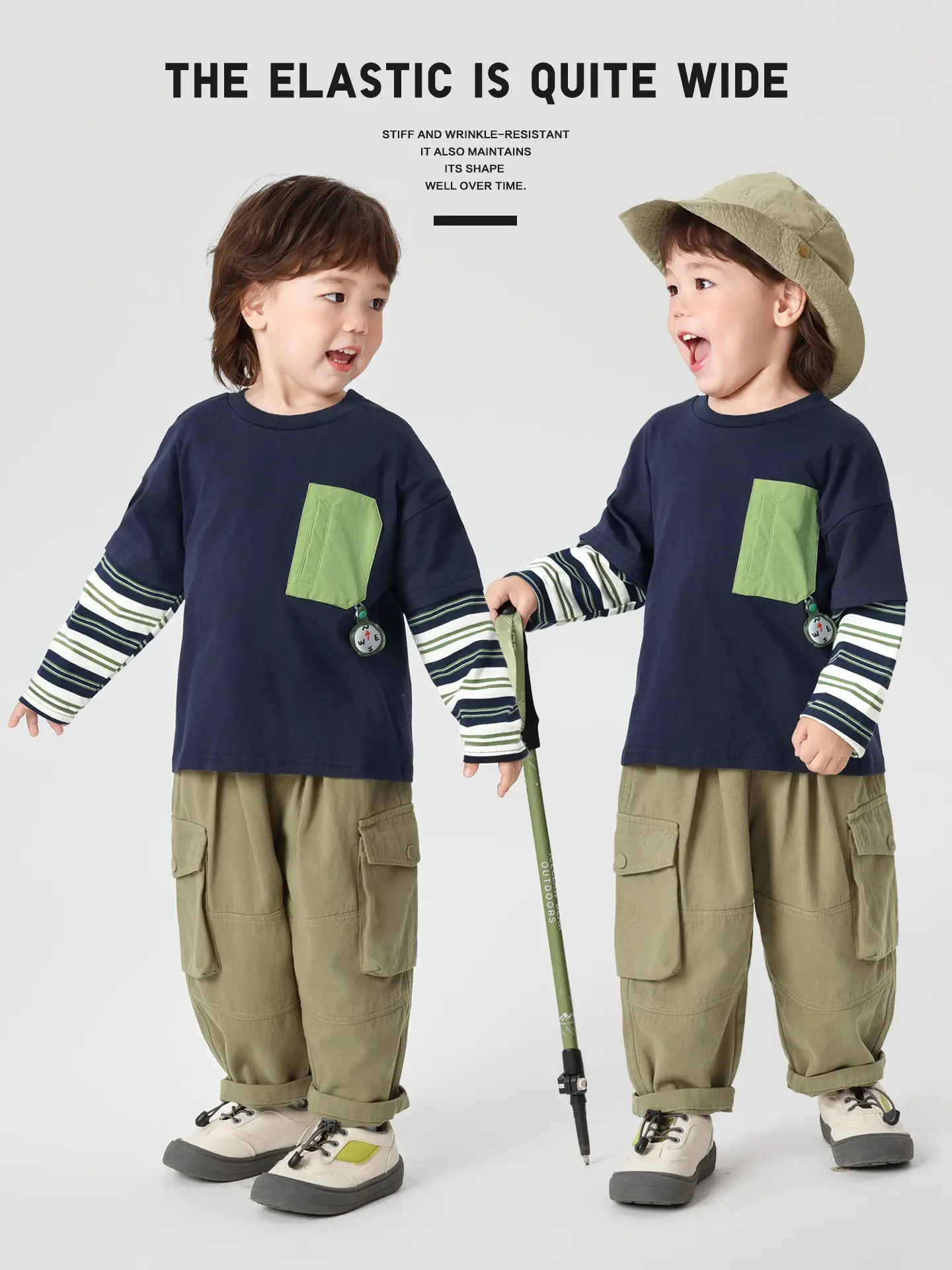 Right European Boys' Long Sleeve T-Shirt Green Pocket 2025 - Image 6