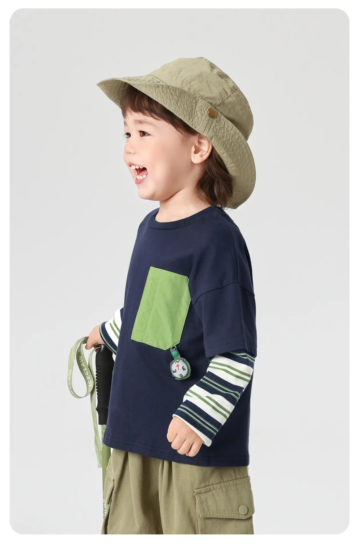 Right European Boys' Long Sleeve T-Shirt Green Pocket 2025 — feature 13