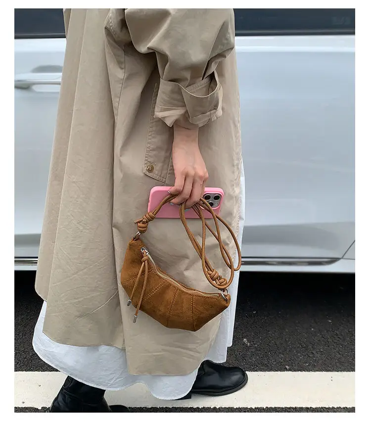 Retro Women's Brown Suede Shoulder Bag 2025 — feature 12