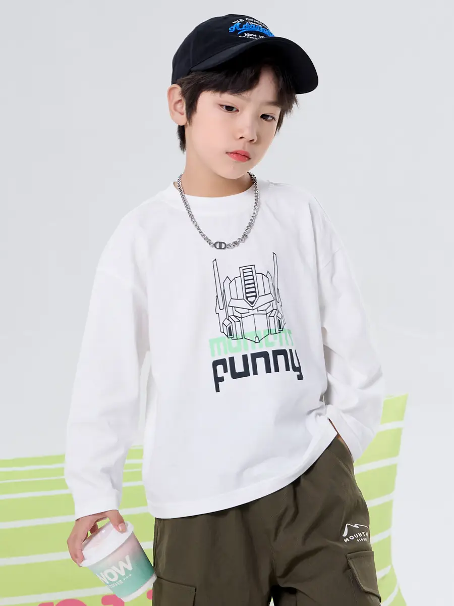 Boys Cotton Mecha Print Long Sleeve T-Shirt Black 2025 - Image 6