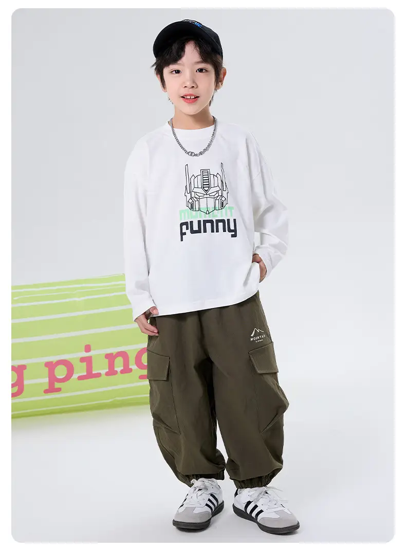 Boys Cotton Mecha Print Long Sleeve T-Shirt Black 2025 — feature 10