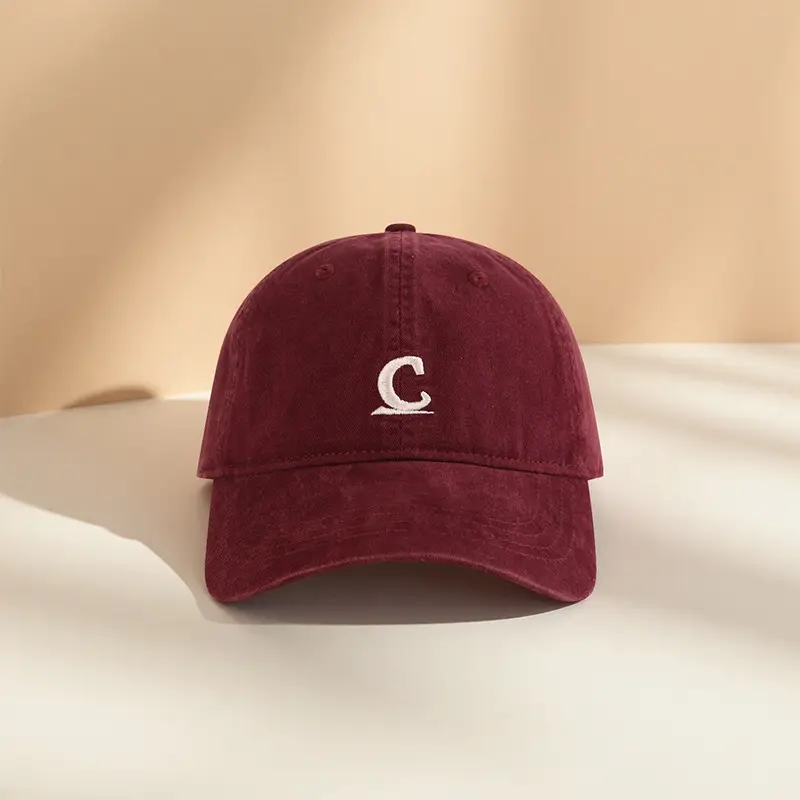Women's Vintage Washed Duckbill Cap with C Embroidery - Image 4