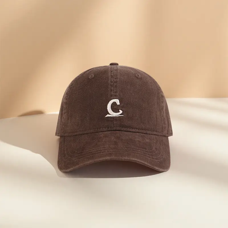Women's Vintage Washed Duckbill Cap with C Embroidery - Image 6