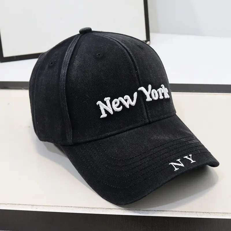 New York Embroidered Black Baseball Cap for Women