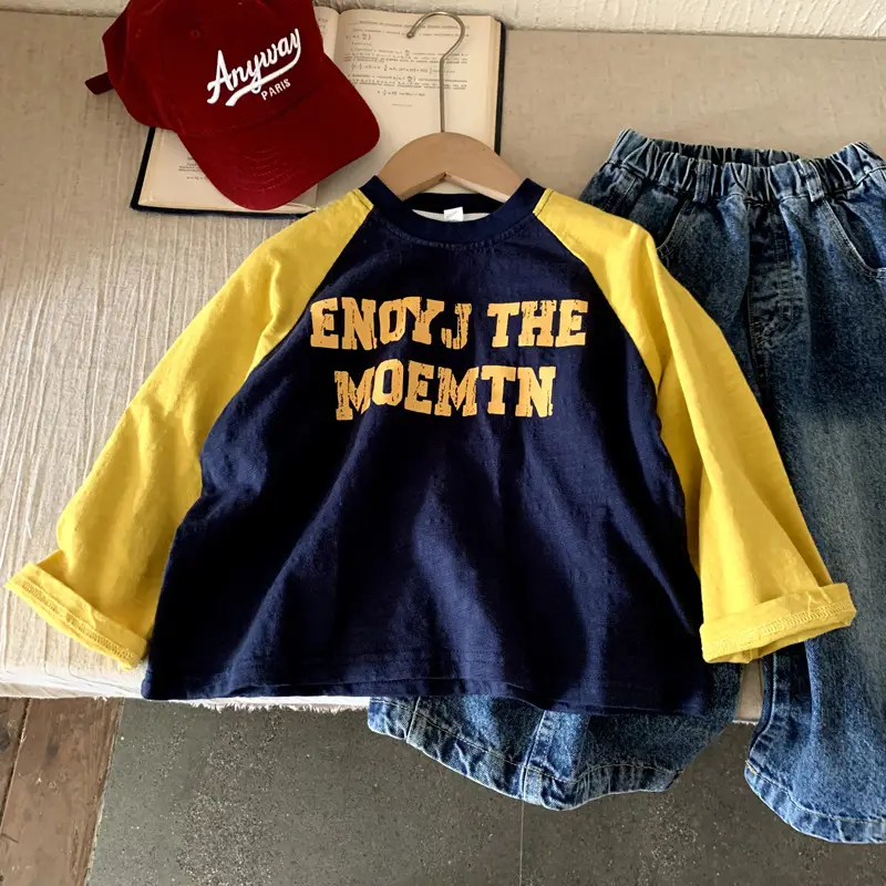 Boys Long Sleeve T-Shirt Navy Yellow "Endy J The Moemtn" 2025 - Image 2