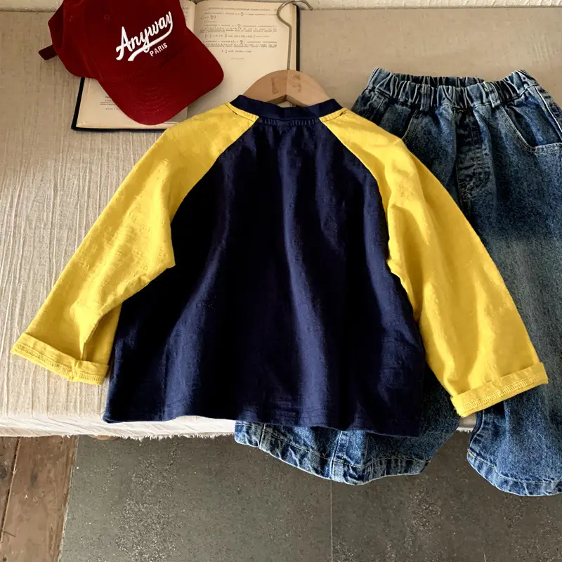 Boys Long Sleeve T-Shirt Navy Yellow "Endy J The Moemtn" 2025 - Image 5