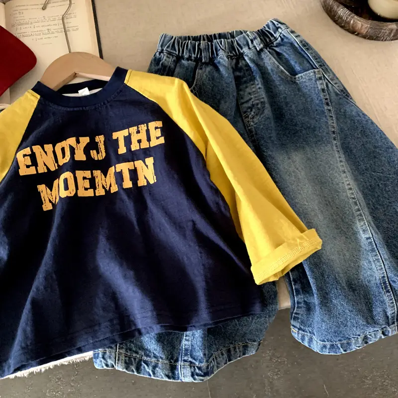 Boys Long Sleeve T-Shirt Navy Yellow "Endy J The Moemtn" 2025 — feature 3