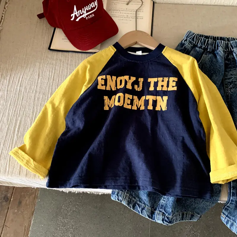 Boys Long Sleeve T-Shirt Navy Yellow "Endy J The Moemtn" 2025 — feature 4