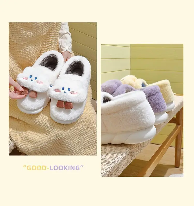Cute Plush Cotton Slippers Women Winter Warm Indoor — feature 10