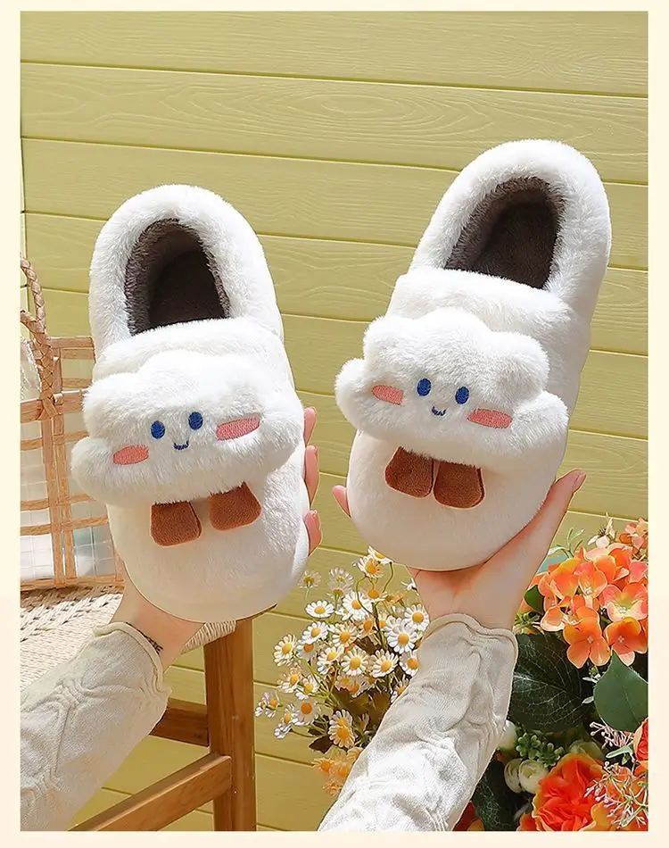 Cute Plush Cotton Slippers Women Winter Warm Indoor — feature 11