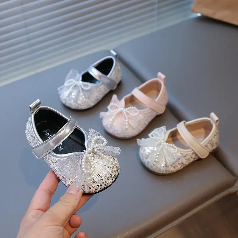 Girls Pearl Bow Princess Shoes One Year Old - Image 5