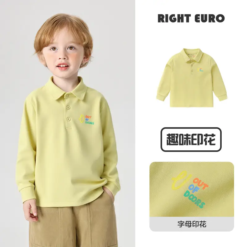 Right Euro Boys Long Sleeve Polo Shirt Light Blue Cotton - Image 15