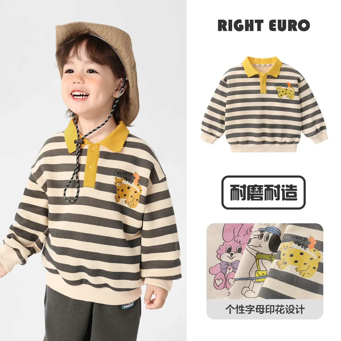 Right Euro Boys Long Sleeve Polo Shirt Light Blue Cotton - Image 20