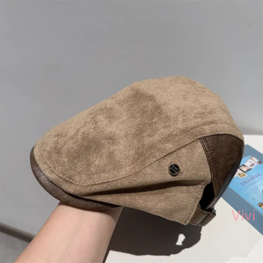 Black Japanese Suede Winter Cap for Men Women Vintage - Image 2