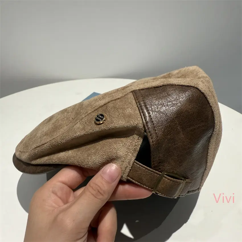 Black Japanese Suede Winter Cap for Men Women Vintage - Image 5