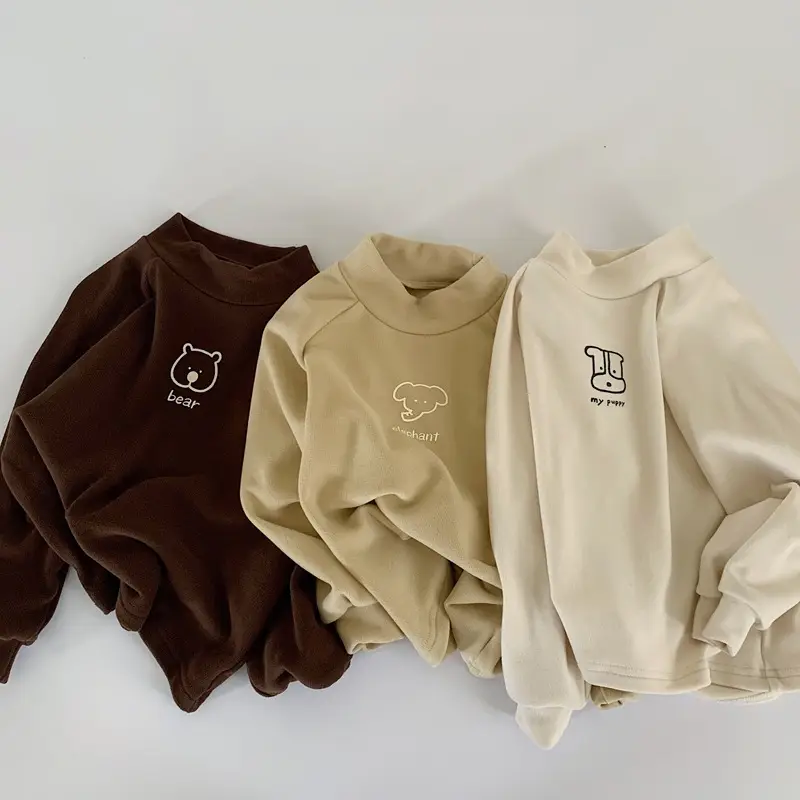 Girls Long Sleeve Thermal T-Shirt Beige Brown - Image 2