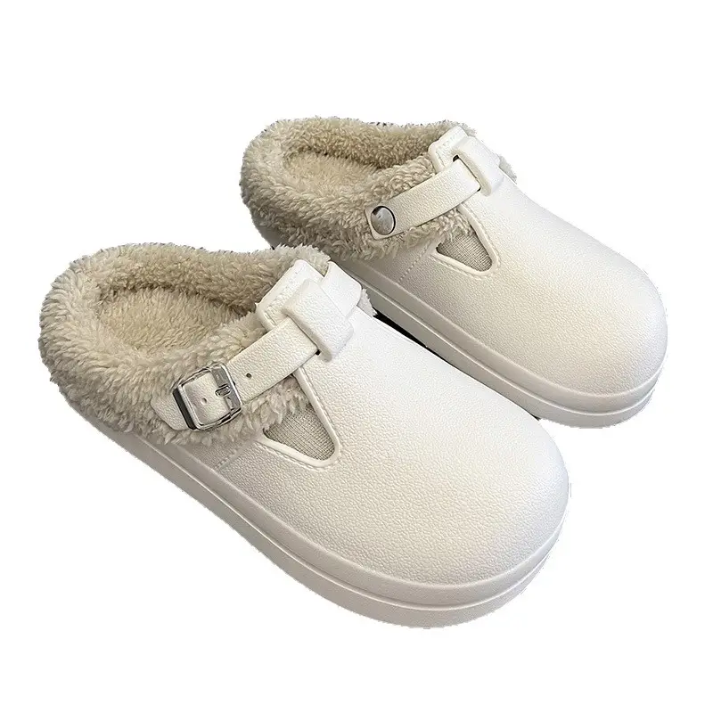 New Autumn and Winter Outdoor Birkenstock-Style Cotton Slippers for Women, Waterproof and Stain-Resistant, Eva Thick-Soled Cotton Slippers for Women, Fleece-Lined Cotton Slippers - Image 23