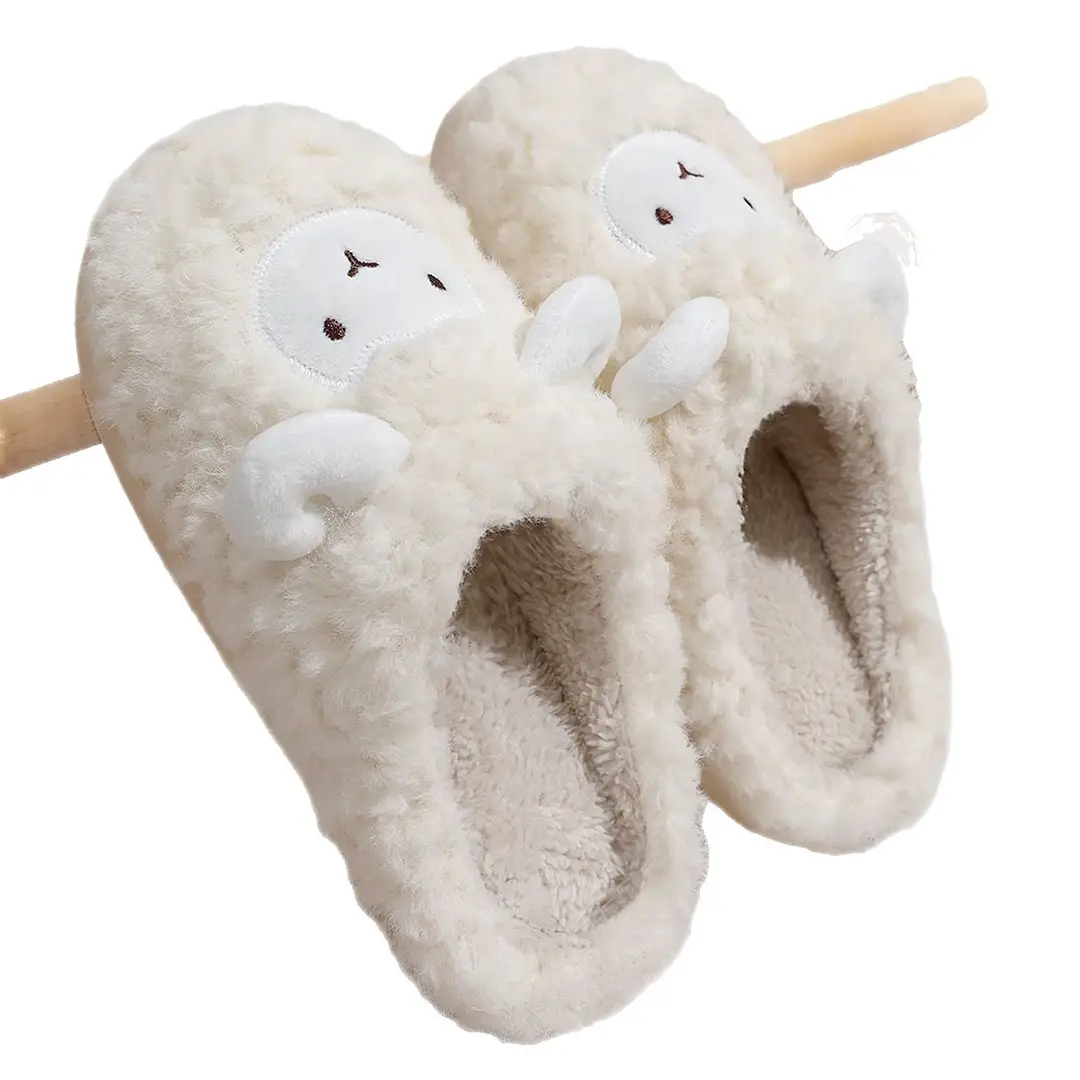 Jialiya Cute Lamb Cotton Slippers Women's Winter 2020 New Indoor and Outdoor Non-Slip Warm Couple Cotton Shoes Men - Image 10