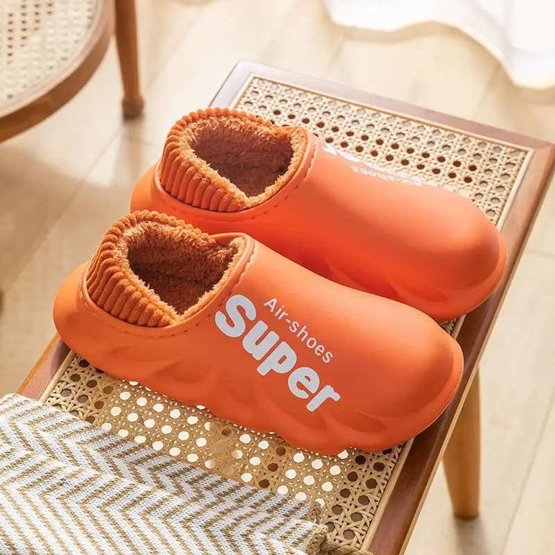 Men's Cotton Slippers Men's Winter Bag Heel Non-Slip Waterproof Indoor Home Warm Outer Wear Thick-Soled Cotton Shoes Autumn and Winter