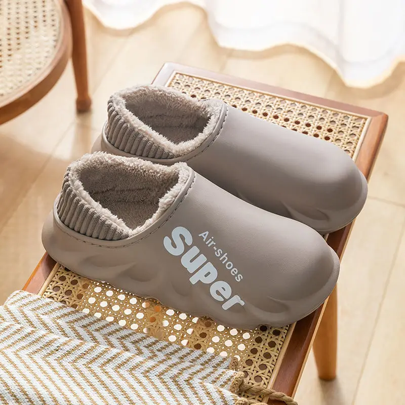 Men's Cotton Slippers Men's Winter Bag Heel Non-Slip Waterproof Indoor Home Warm Outer Wear Thick-Soled Cotton Shoes Autumn and Winter
