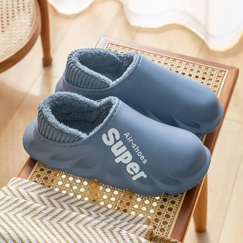 Men's Cotton Slippers Men's Winter Bag Heel Non-Slip Waterproof Indoor Home Warm Outer Wear Thick-Soled Cotton Shoes Autumn and Winter