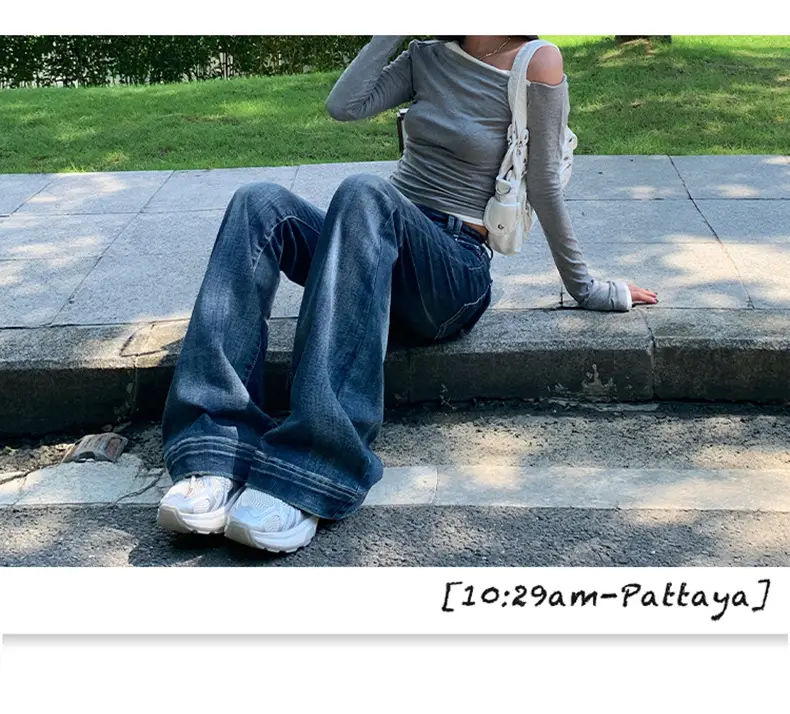 Women Flared Jeans Dark Blue 2025 Fall — feature 3