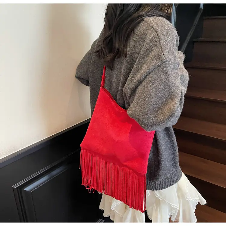 Red Fringe Crossbody Bag Large Capacity Women — feature 20